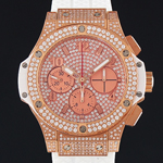 [최고급형 7750] Hublot Big Bang Steel full pav? diamonds Automatic Chronograph Rose Gold Rubber 341.SX.9010.RX.1704 - 위 블로 빅뱅 스틸 풀 파베 다이아몬드 오토매틱 크로노 그래프 로즈골드 러버 - HUB113