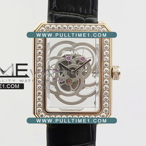 [Ronda quartz] Chanel Premiere YG Camellia Skeleton - 샤넬 프리미에르 크미리아 - NEL070