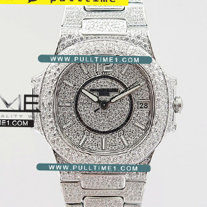 [MIYOTA 9015] Patek Philippe Nautilus Jumbo Ladies 7021 SS Full Diamonds DM - 파텍필립 노틸러스 점보 여성용 풀다이아몬드 - PP176