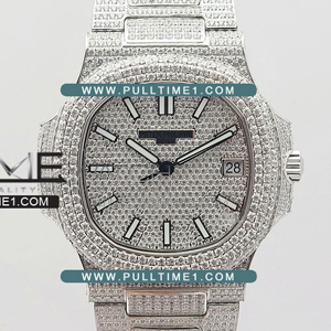 [324SC MOVE] Patek Philippe Nautilus Jumbo 5711 Full Paved Diamonds Best Edition - 파텍필립 노틸러스 점보 풀다이아몬드 - PP190