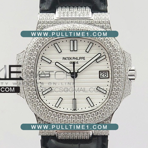 [324SC MOVE] Patek Philippe Nautilus Jumbo 5711 SS Full Paved Diamonds Best Edition - 파텍필립 노틸러스 점보 풀다이아몬드 - PP181