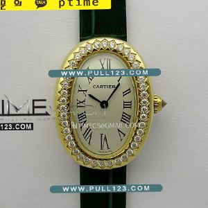 [SWISS QUARTZ] Cartier LBaignoire Watch Diamond Bezel YG AF Best Editionn - 까르띠에 베누아 베스트에디션