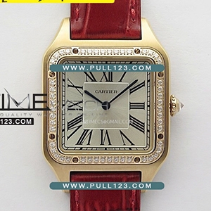 [Ronda quartz] Cartier Santos de Dumon Large 31.4mm RG/ Diamonds F1 1:1 Best Edition - 까르띠에 산토스 뒤몽 다이아몬드 라지 남성용 베스트 에디션