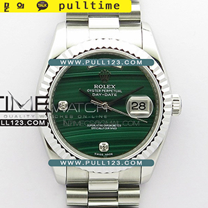 [2836 MOVE] Rolex DayDate 432118 36mm SS Malachite Dial EDF Best Edition - 롤렉스 데이데이트 스테인레스 스틸 오토매틱 베스트에디션