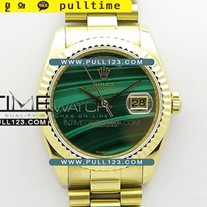 [2836 MOVE] Rolex DayDate 432118 36mm YG Malachite Dial EDF Best Edition - 롤렉스 데이데이트 옐로우골드 오토매틱 베스트에디션