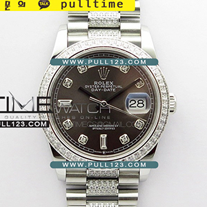 [2836 MOVE] Rolex DayDate 128239 36mm SS/Crystal BP President Bracelet Best Edition - 로렉스 데이데이트 주얼리 베스트에디션