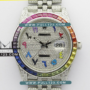 [3235 MOVE] Rolex DateJust 41mm  126300 Full Paved Diamonds Rainbow 904L SS GS Best Edition - 롤렉스 데이져스트 오토매틱 베스트에디션